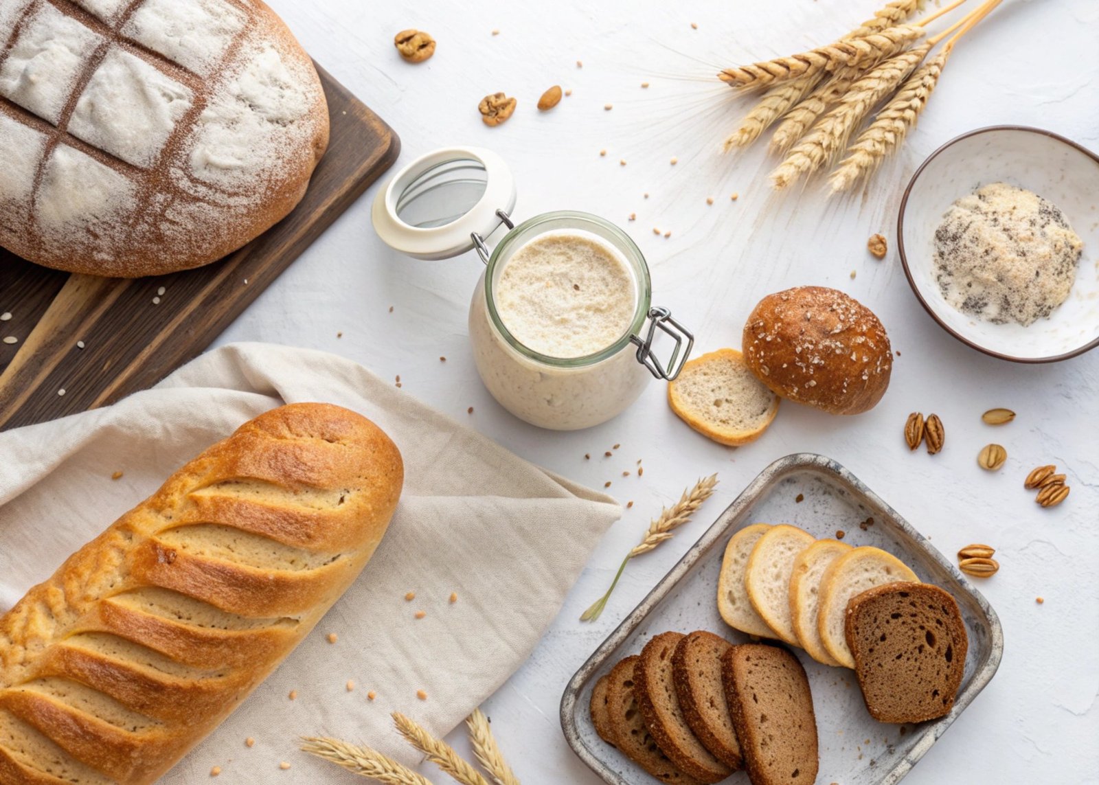 Bubbly sourdough starter fermenting in glass jar, zero-waste baking essential. #Sourdough #ArtisanBread